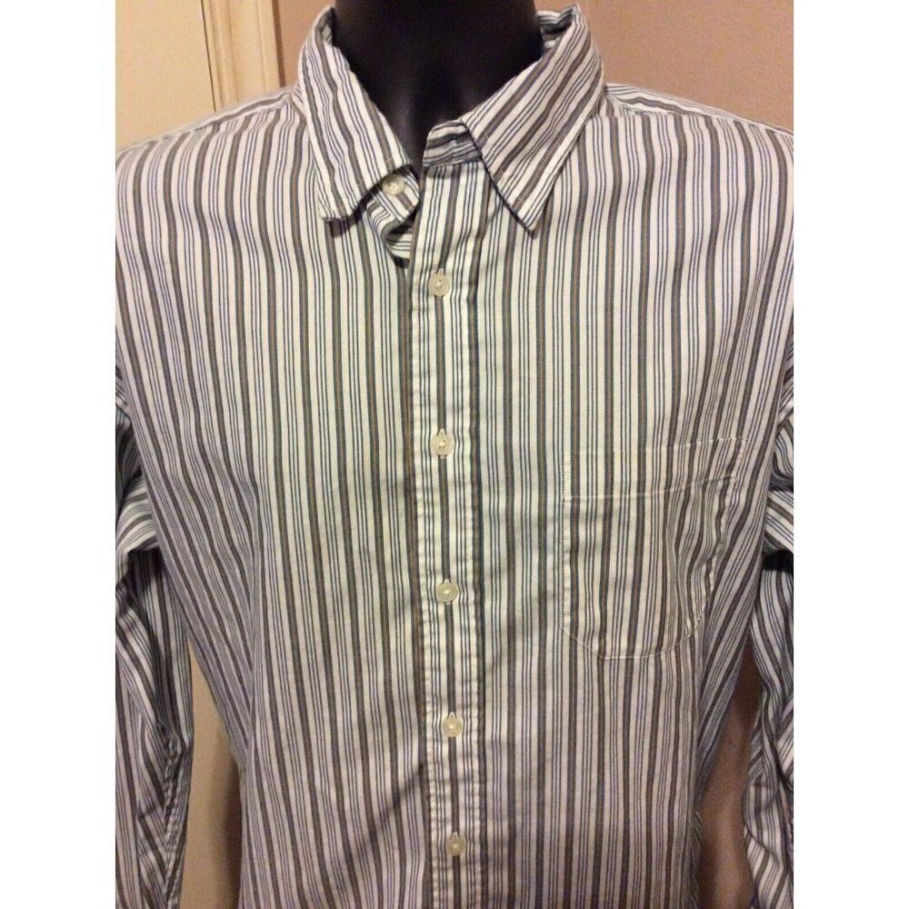 Pendleton Men's Bridgeport Button Front Shirt White Green Striped Pocket XL - Picture 10 of 11